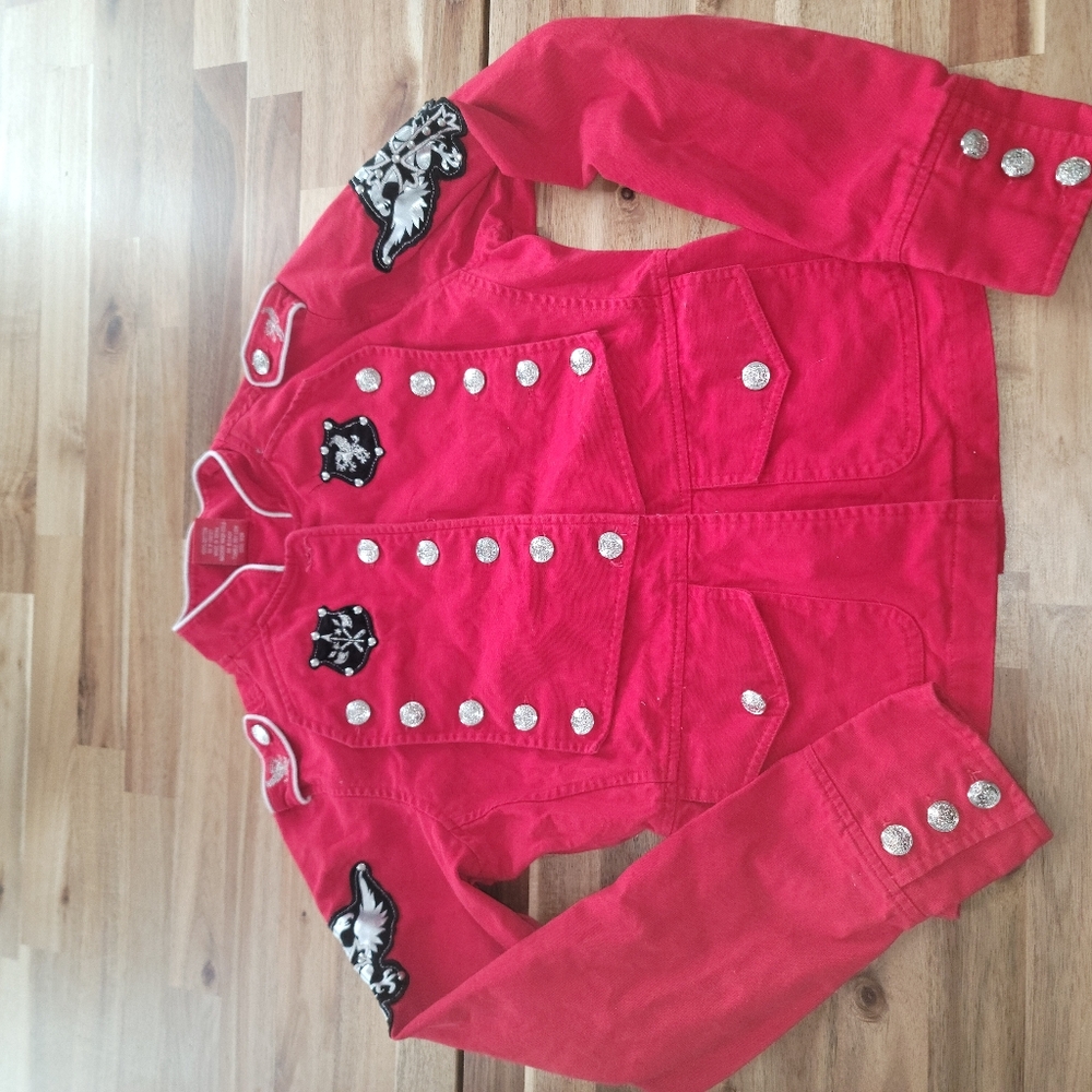 Raw Blue Womans Red Blazer with Silver Accents...